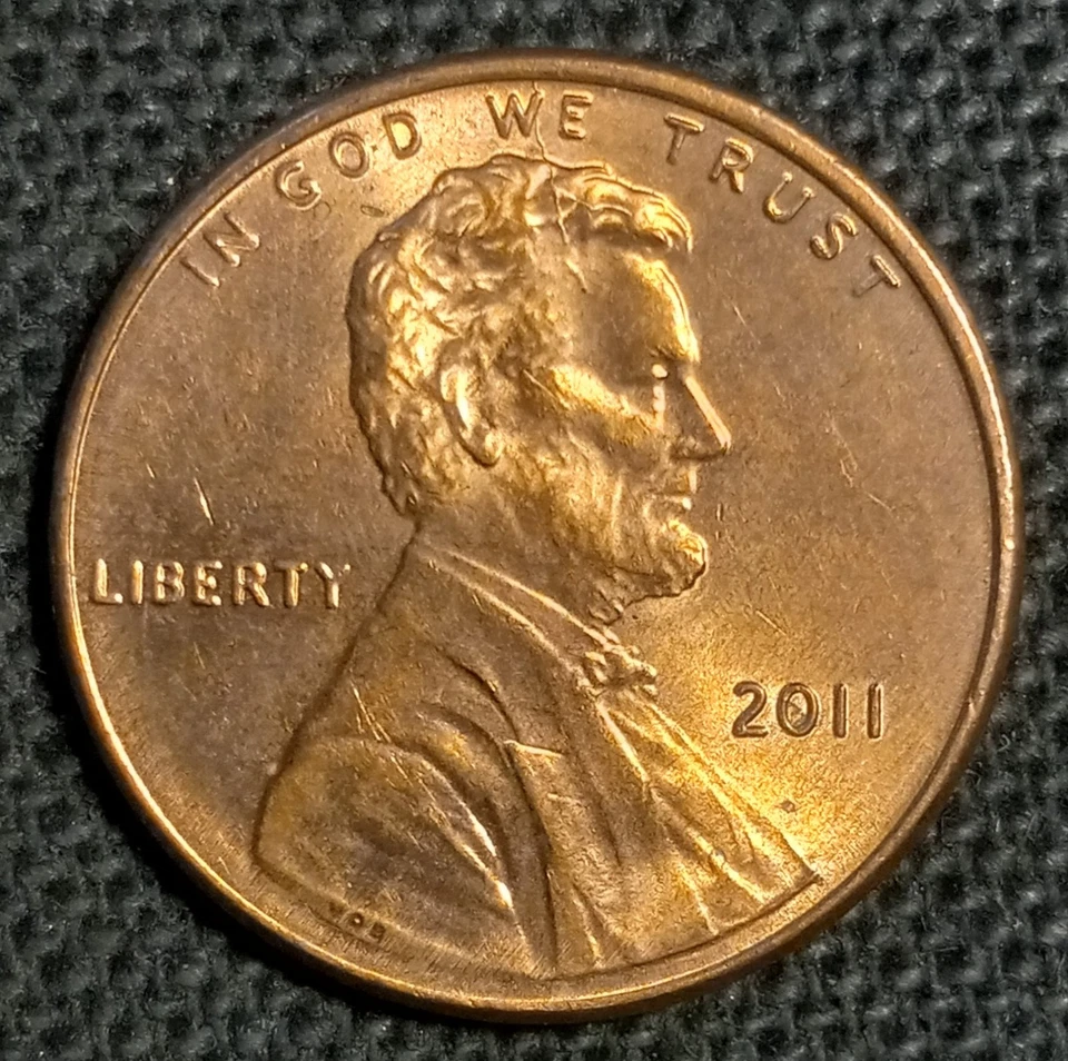2011-P Lincoln Cent Spike Head Die Crack Error Obverse - Image 2 of 3