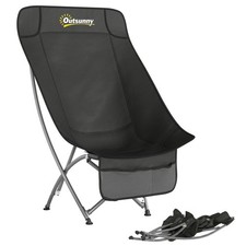Image of Outsunny Camping Chair Portable with Side Pocket Black
