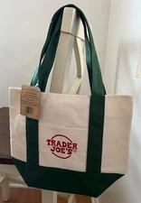 2025 Brand New Trader Joe`s Mini Canvas Tote Bag Green with Tag & Free Shipping