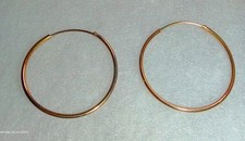14K Real Solid Yellow Gold Round Endless Hoop Earrings 30mm  502 