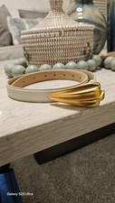 Robert Lee Morris Italian Calfskin Leather Belt - Medium Size, Gold-Tone Buckle