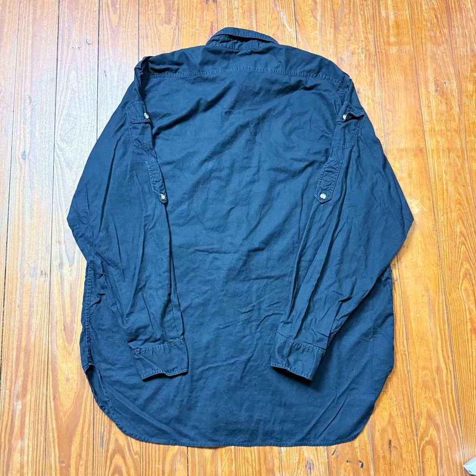 复古 Banana Republic 衬衫男式 XL 码黑色纽扣野生动物园实用 80 年代 — 第 4/4 张图片