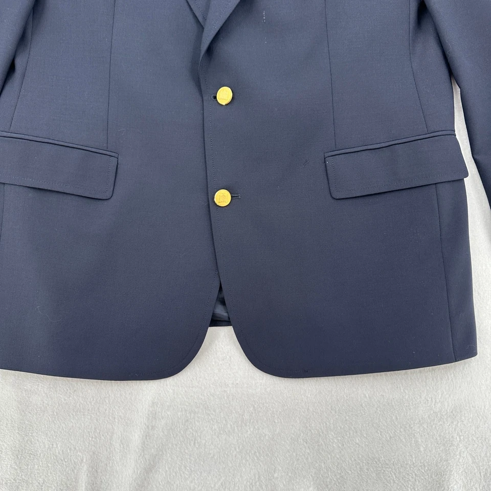 Brooks Brothers Brooksease темно-синий блейзер мужской 42R золото кнопки шерсти дизайнер - Изображение 3 из 4