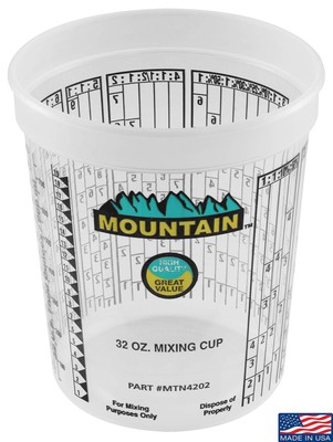 MOUNTAIN Disposable Quart Mixing Cups (100 per case), Made in USA; Solvent Re...