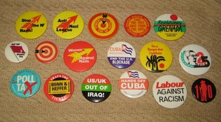 Lot 17 x Vintage Political Badges inc Anti Nazi League SWP Labour Party