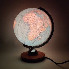 Vintage 60er Jahre Leuchtglobus, Glasglobus physikalisch, JRO Verlag München