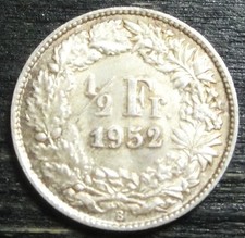 Schweiz  1/2  Franken  1952  2,50g  835er  Silber