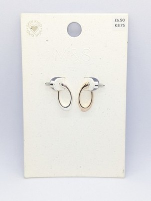 M&S schlichte zweifarbige Ohrringe, schlichte schlichte Ohrstecker