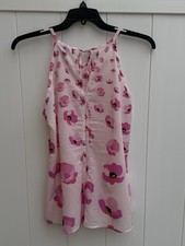 Cabi Womens Medium Cami Pink Floral Chiffon Tank Sheer Lightweight