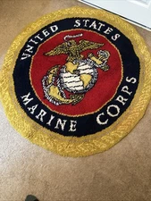 Huge 55” Diameter 1979 Shillcraft Handmade Marine Corps Rug