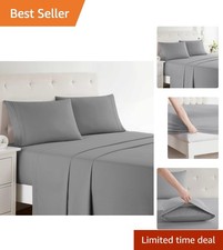Luxury 4-Piece Frost Grey Bed Sheet Set Deep Pocket Microfiber Wrinkle-Free