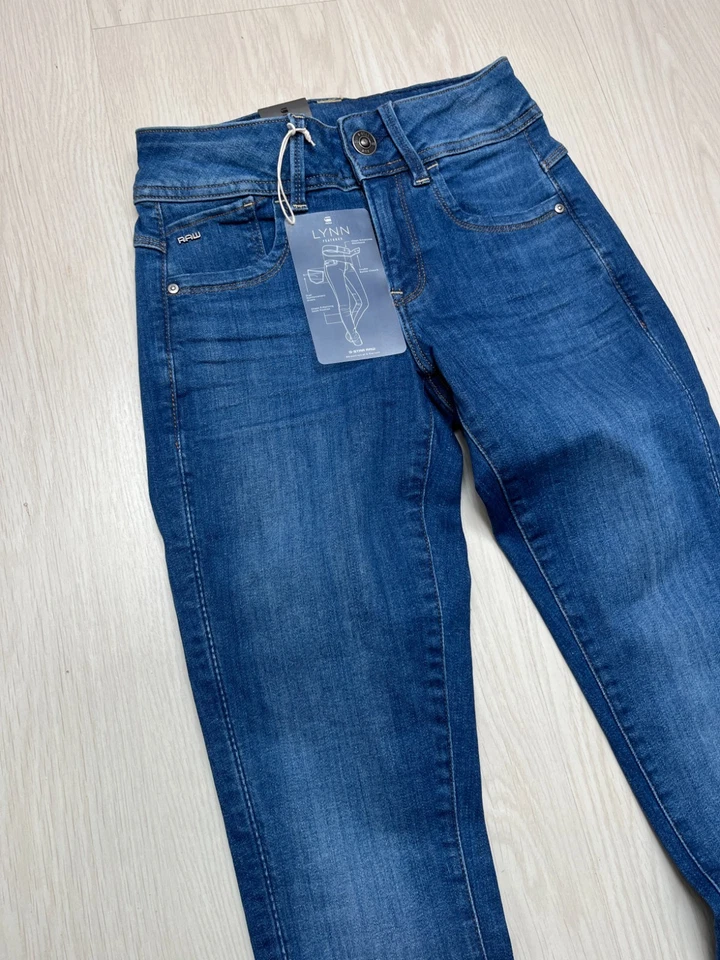 Jean G-Star Raw Lynn Mid Skinny Bleu FR34 W24 L32 Neuf Avec Étiquettes - Photo 4/4