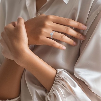 18 Karat Weißgold Diamant Ring E F VVS Fine Lab Grown 0,75 Karat Rundschliff ...