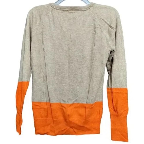 Maglione superiore JCP marrone arancione misto cotone colorblock lavorato a maglia ~ S M3020 - Foto 6 di 17