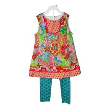 Counting Daisies 2 Piece Set Dress Tunic Top Leggings Floral Girl Size 6