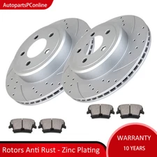 Drilled Rear Brake Rotors and Pads Kit for Dodge Charger Challenger Magnum AWD