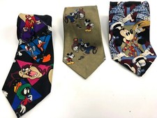 Pair Mickey Mouse Unlimited Disney Goofy  Looney Tunes Taz 56" Neck Ties Lot