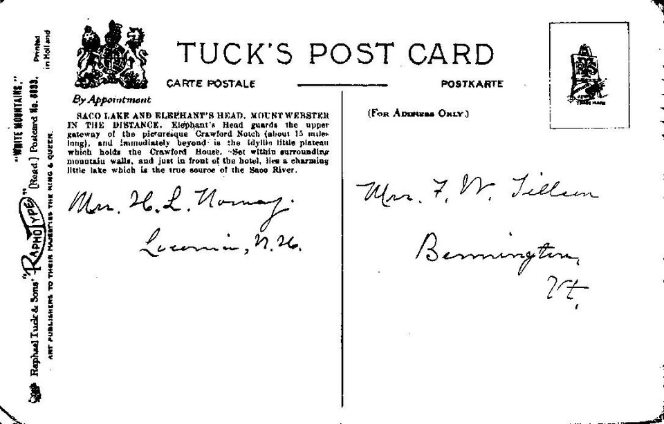 White Mts NH Saco Lake Raphael Tuck postcard p36615 eBay