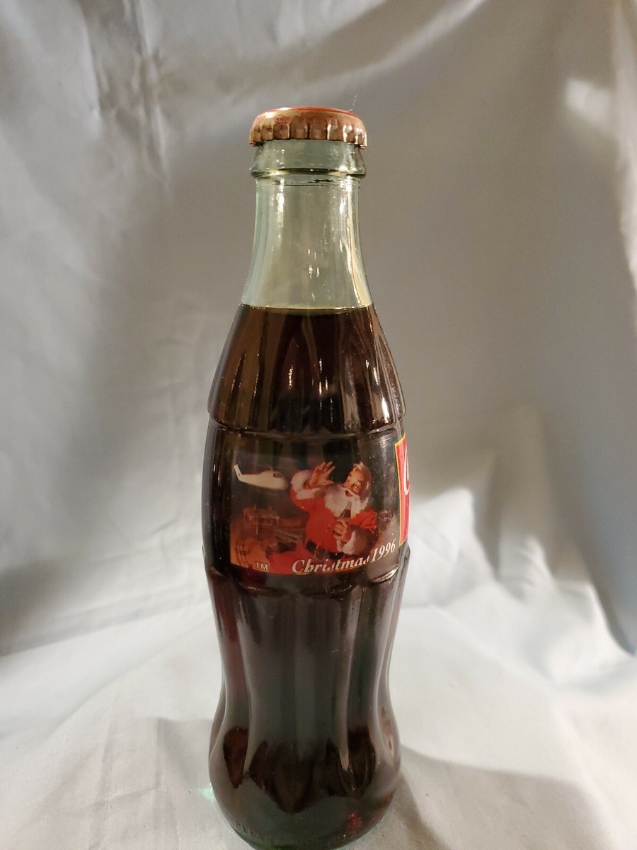 Coca Cola 8 Oz Glass Bottle Christmas 1996 Full Unopened Coke