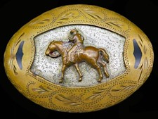 Cowboy Trail Rider Western Flair Hand Made Engraved Vintage Belt Buckle
