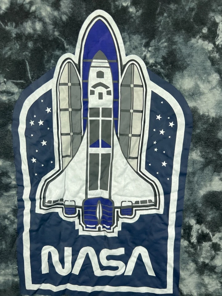 HYPER SPACE Mens Large NASA T Shirts Long Sleeve Gray Tie Dye Crew Graphic Logo - Image 2 of 4