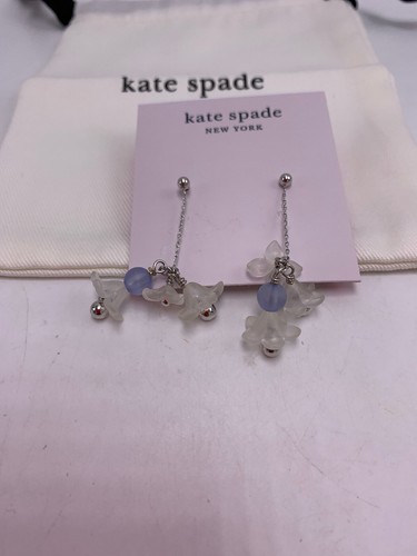 $58 Kate Spade silver  tone  full floret  linear  drop  earrings  #703 - Picture 6 of 7