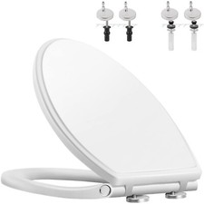 Premium Elongated Toilet Seat with Cover Oval Quiet Close, One-Click to Quick R