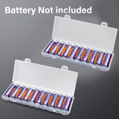 Battery Storage Case Holder Organizer Box For 10 AA Batteries 2 Pack