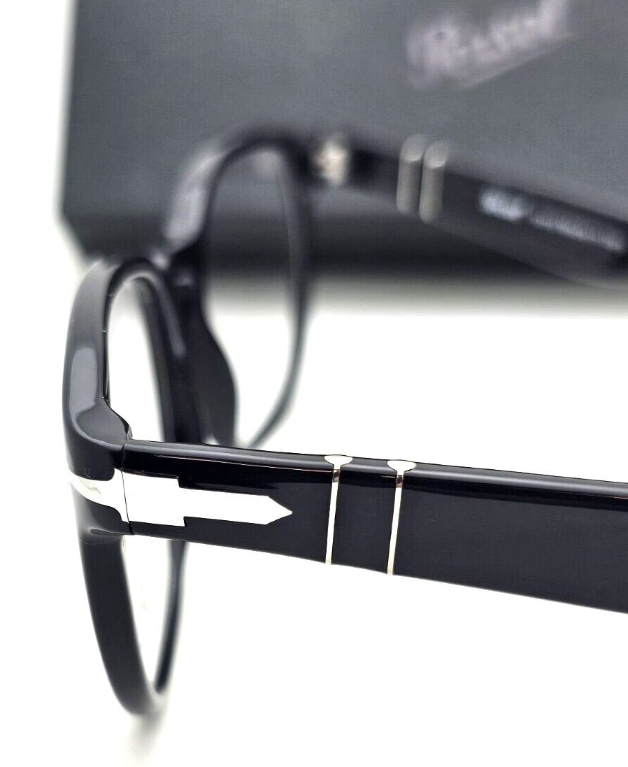New PERSOL Eyeglasses 3283-V 95 52-19 145 Black & Silver  display picture 1