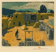 Taos Placita By Gustave Baumann - Quality Matte Print - FRAME ME 13x19