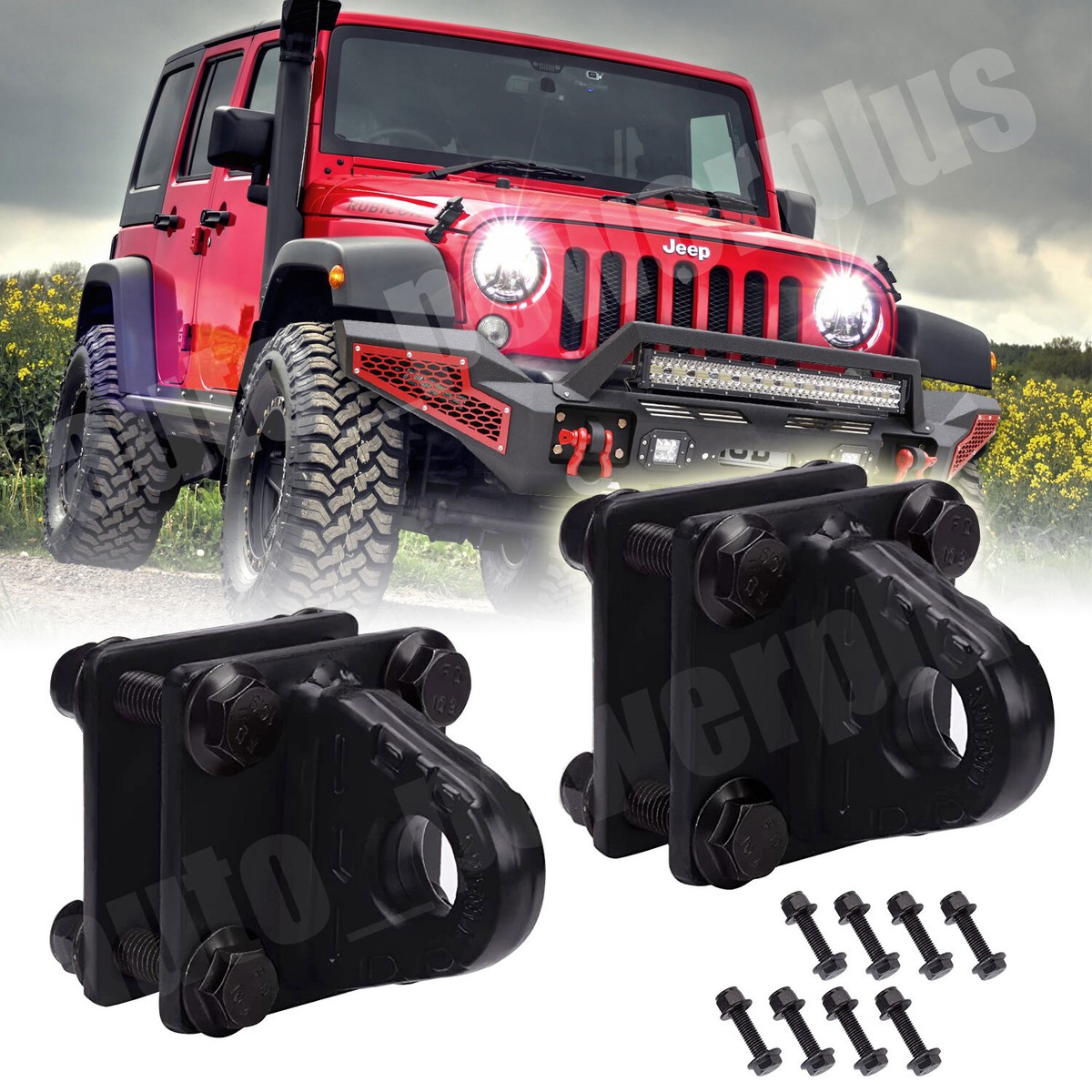 2 Pack D-Ring Shackles Mount with Backer Plate 5 TON Bolt On