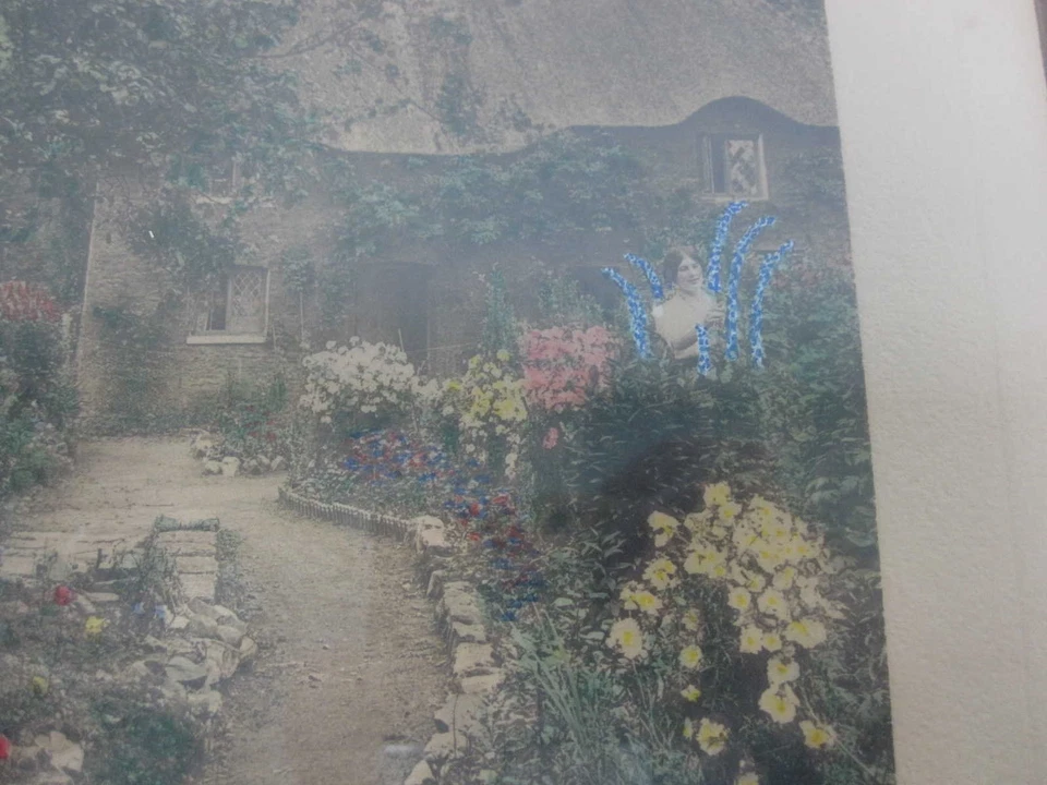 FOTOGRAFÍA ENMARCADA TEÑIDA A MANO WALLACE NUTTING "JARDÍN DE LARKSPUR" FIRMADA Foto 4 de 4