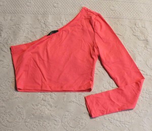 neon pink one shoulder crop top