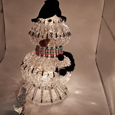 Handmade Safety Pin and Bead Snowman Vintage 9" Tall  Christmas Lights Up Works