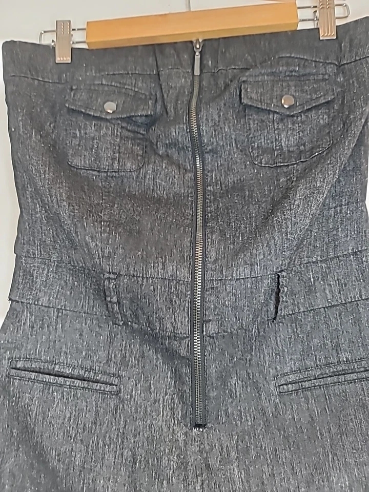 Mono BEBE Para Mujer 29 Denim Y2K De Colección Tubo Sin Tirantes Jean Negro Medio Elastizado Foto 4 de 4