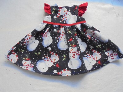 Fits American Girl 18'' Doll Clothes Christmas Snowmen on Navy Dress 6