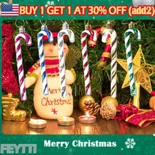 6 PCS Candy Cane Christmas Tree Hanging Decorations Glitter Bauble Xmas Ornament