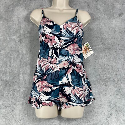Spiritual Gangster Waikiki Playa Romper Women's XS Blue Floral Viscose V Neck