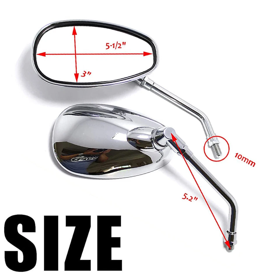 Motorcycle Rear View Mirrors 10mm Chrome For Honda VTX1300C Valkyrie 1500 1800 - Изображение 3 из 4