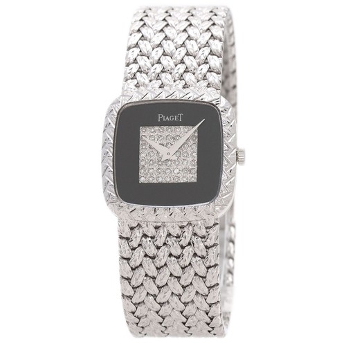 PIAGET Onyx Square Face Maker Complete Watches 9902D2 K18 White Gold/K18 Whi...
