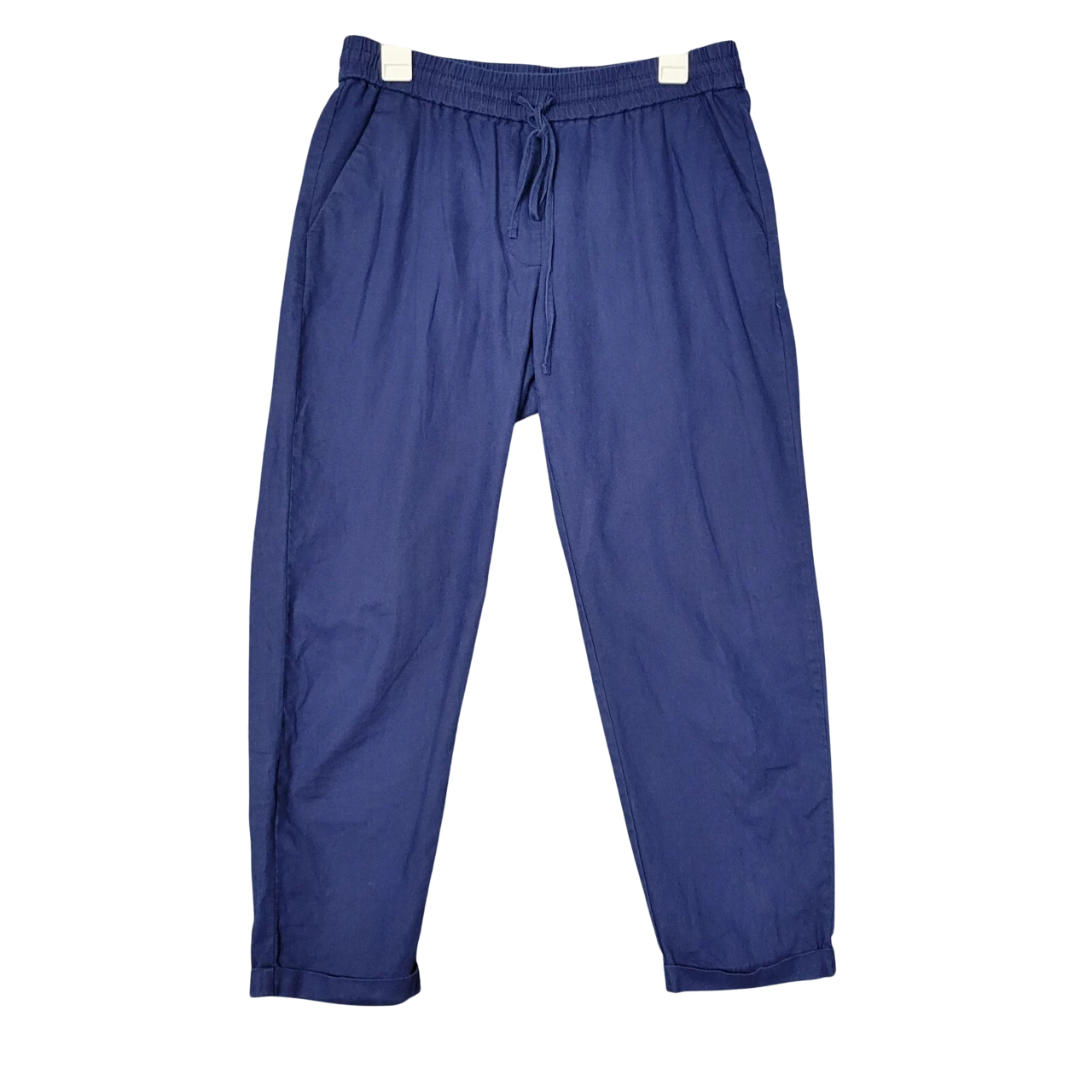 J Crew AW839 Blue Linen Blend Cropped Drawstring Pants Size 8