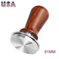 51mm Coffee Tamper Spring Loaded Espresso Hammer Leveler Tool Ripple Base Steel