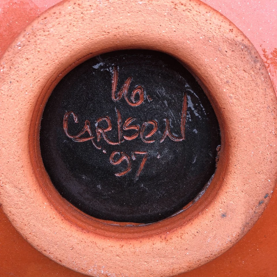 Cuenco de cerámica nativa tribal ovalado vintage años 90 LG Carlsen 1997 Foto 4 de 4