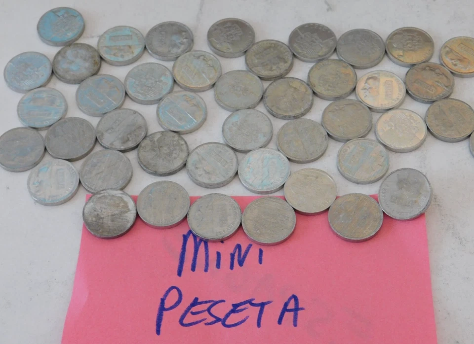 LOT MINI pièces de monnaie ESPAGNOLE ESPAGNE peseta PESETAS aluminium CARLOS alu - Photo 2/4