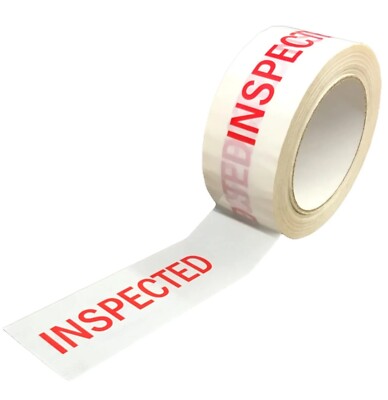 INSPECTED TAPE Red Letters on White Printed Carton Sealing Packing Ship Package 