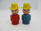 Vintage Lot of 2 Fisher Price Little People Wooden Cowboys