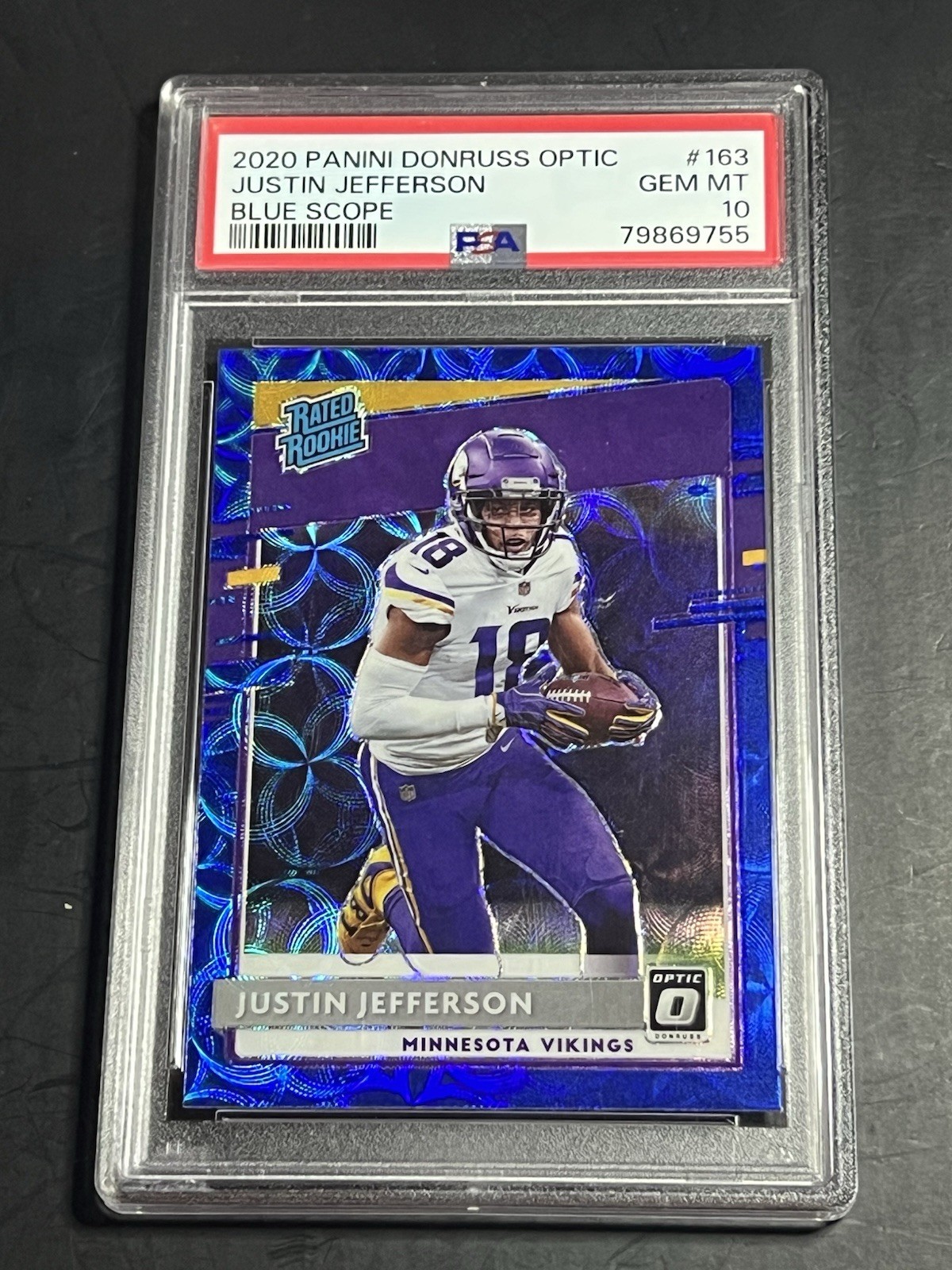 Justin Jefferson Panini Donruss Optic #163 Blue Scope
