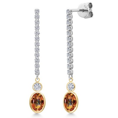 14K Two Tone Gold Ecstasy Mystic Topaz and White Moissanite and Lab Grown