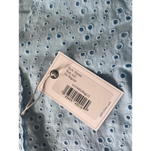 Untuckit for her Top Harriet Style #41094 blau Lg Ösen Spitze Baumwolle Bluse - Bild 4 von 7