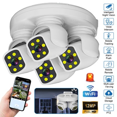 4 Lens Four Screen 12MP WiFi HD IP Camera 10X Zoom Outdoor Security Camera CCTV 